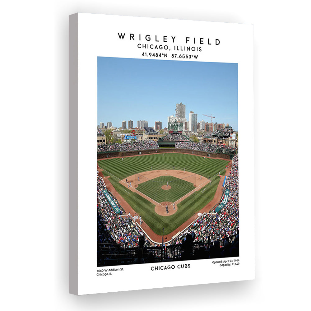 Wrigley Field Print, Chicago Cubs Baseball Stadium Wall Art, Sport Art Print, Canvas Prints Wall Art, Man Cave Decor