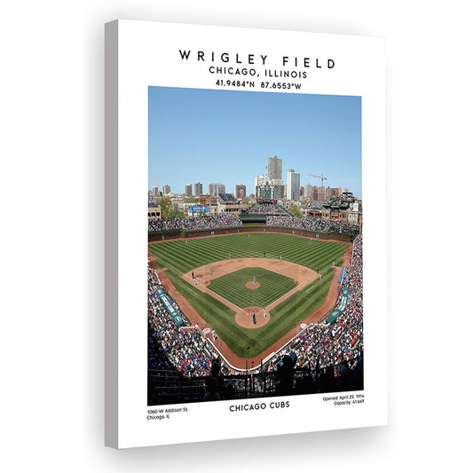 Wrigley Field Print, Chicago Cubs Baseball Stadium Wall Art, Sport Art Print, Canvas Prints Wall Art, Man Cave Decor