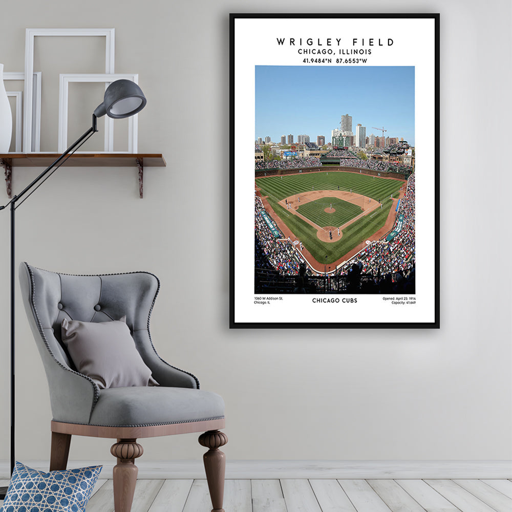 Wrigley Field Print, Chicago Cubs Baseball Stadium Wall Art, Sport Art Print, Framed Canvas Prints Wall Art