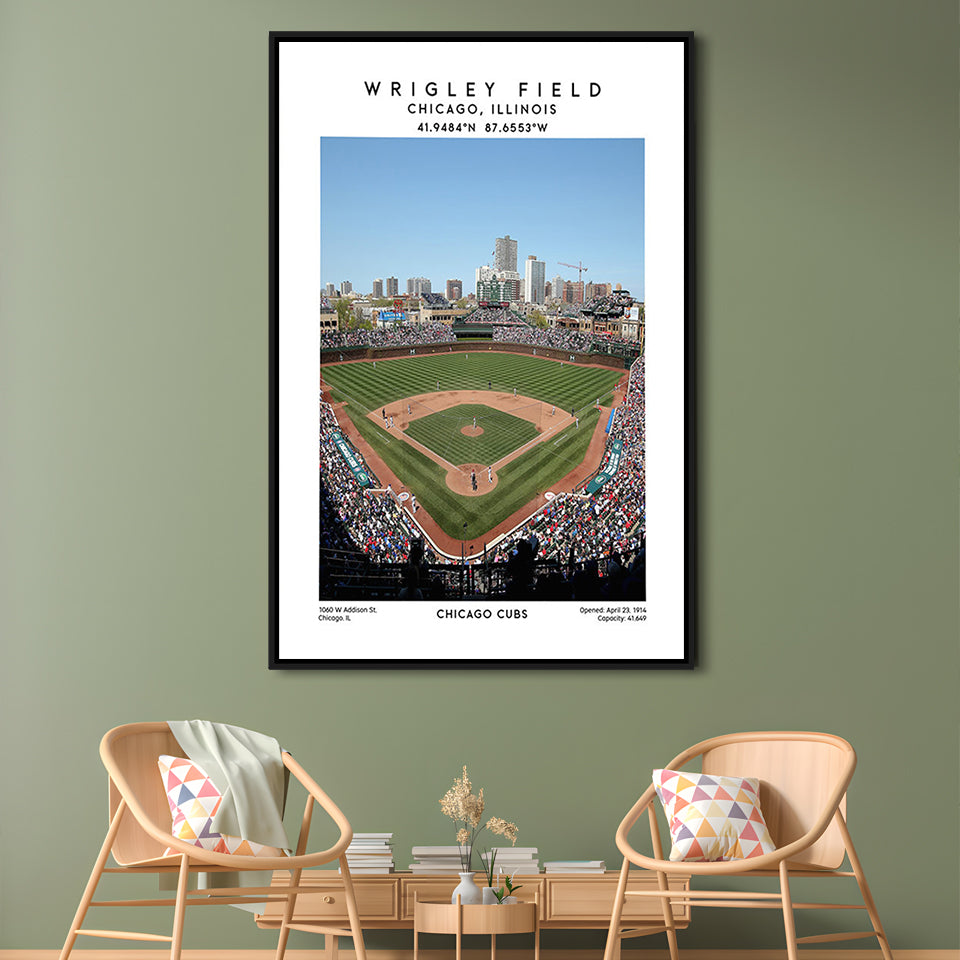 Wrigley Field Print, Chicago Cubs Baseball Stadium Wall Art, Sport Art Print, Framed Canvas Prints Wall Art