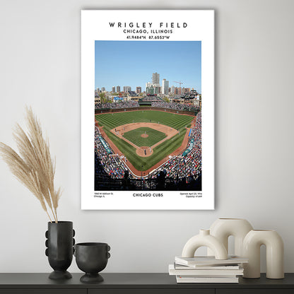Wrigley Field Print, Chicago Cubs Baseball Stadium Wall Art, Sport Art Print, Canvas Prints Wall Art, Man Cave Decor