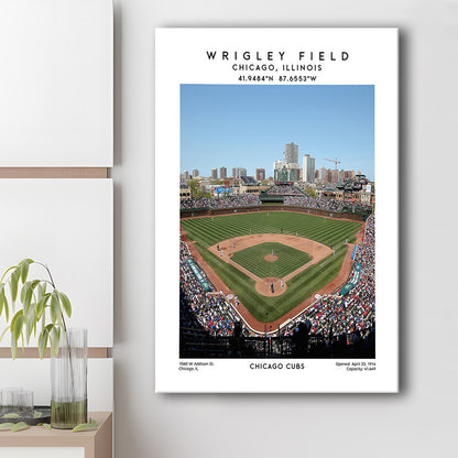 Wrigley Field Print, Chicago Cubs Baseball Stadium Wall Art, Sport Art Print, Canvas Prints Wall Art, Man Cave Decor