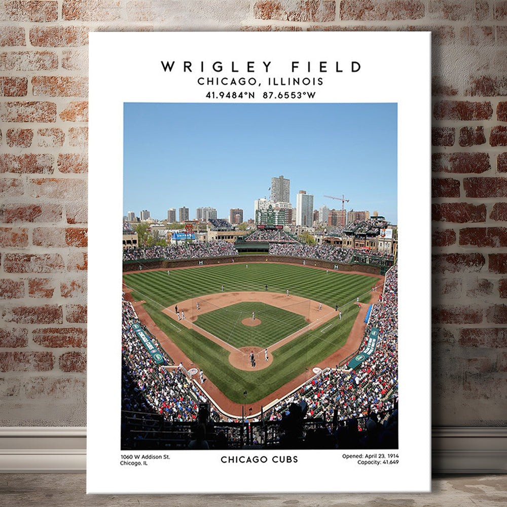 Wrigley Field Print, Chicago Cubs Baseball Stadium Wall Art, Sport Art Print, Canvas Prints Wall Art, Man Cave Decor