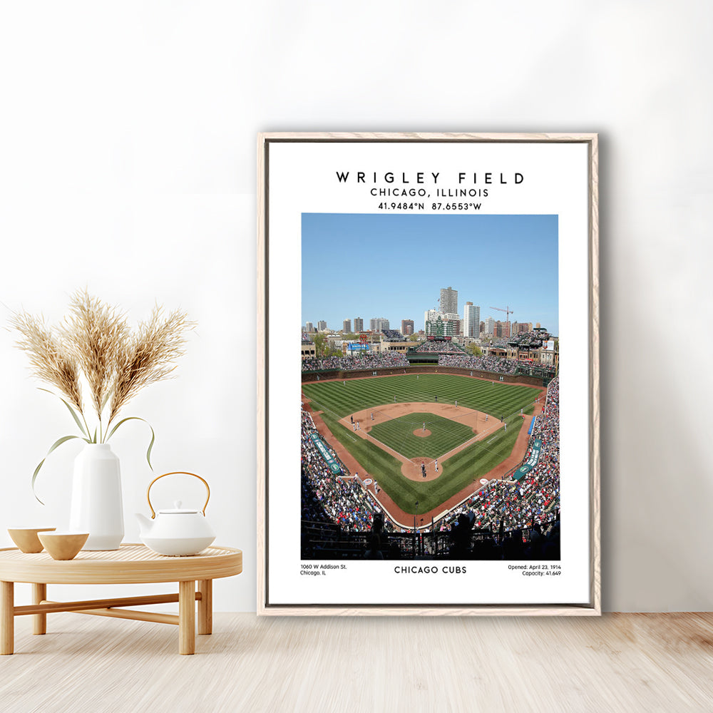 Wrigley Field Print, Chicago Cubs Baseball Stadium Wall Art, Sport Art Print, Framed Canvas Prints Wall Art
