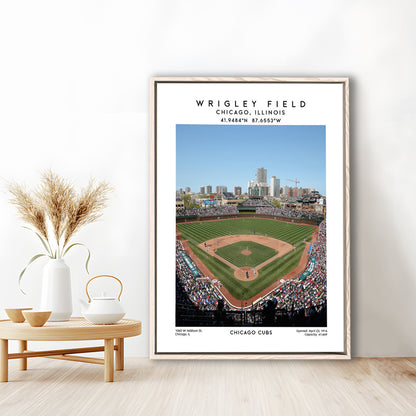 Wrigley Field Print, Chicago Cubs Baseball Stadium Wall Art, Sport Art Print, Framed Canvas Prints Wall Art