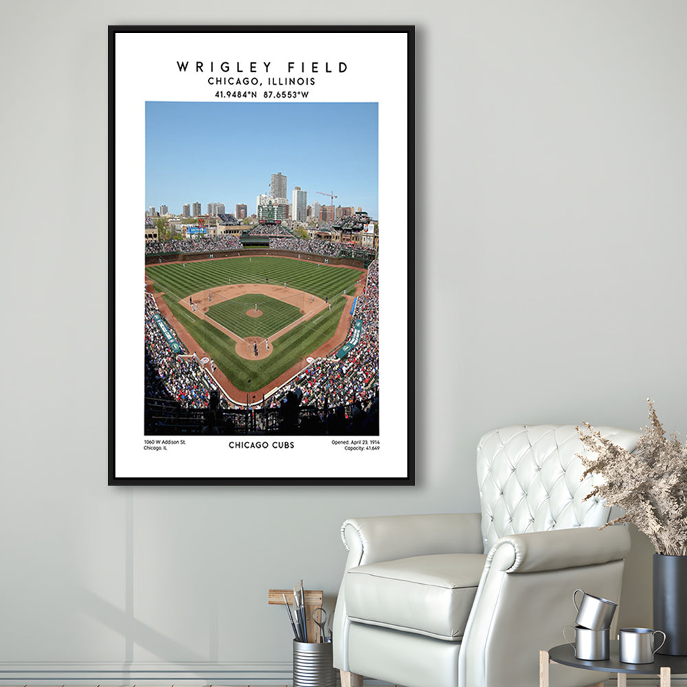 Wrigley Field Print, Chicago Cubs Baseball Stadium Wall Art, Sport Art Print, Framed Canvas Prints Wall Art