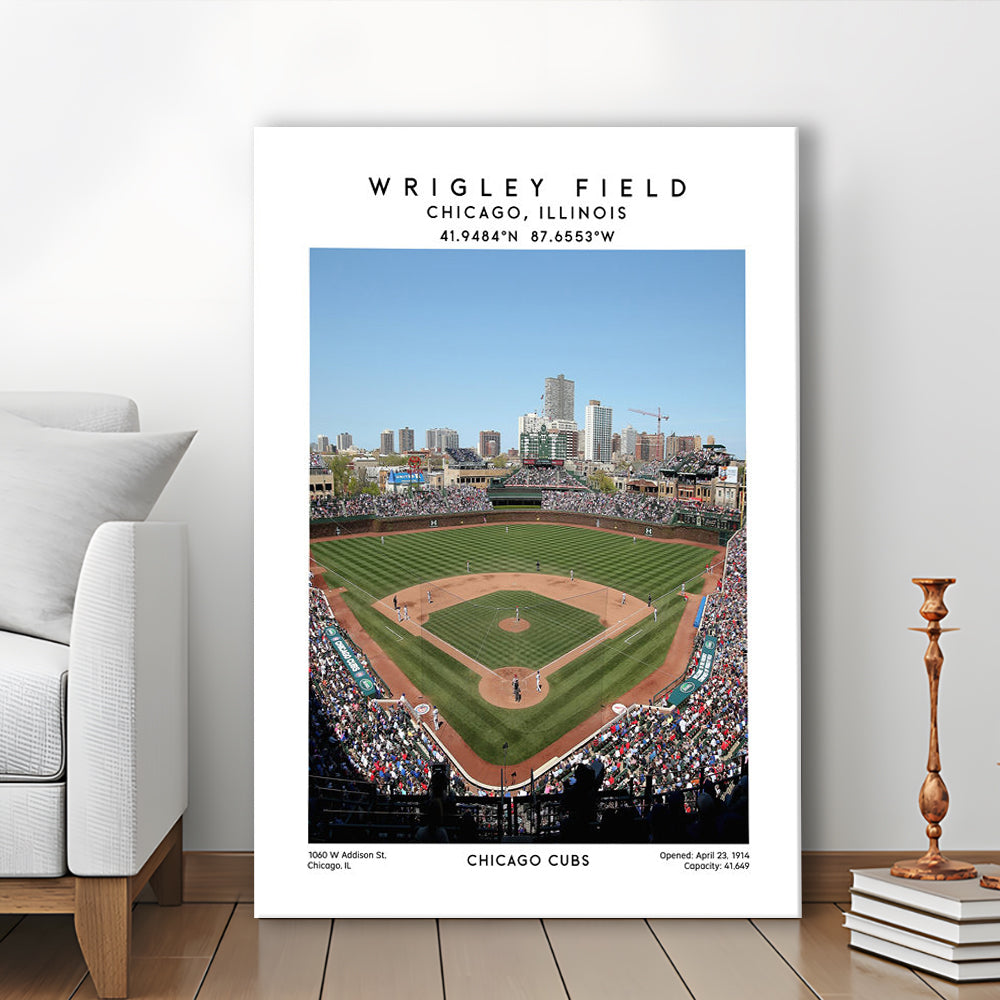 Wrigley Field Print, Chicago Cubs Baseball Stadium Wall Art, Sport Art Print, Canvas Prints Wall Art, Man Cave Decor