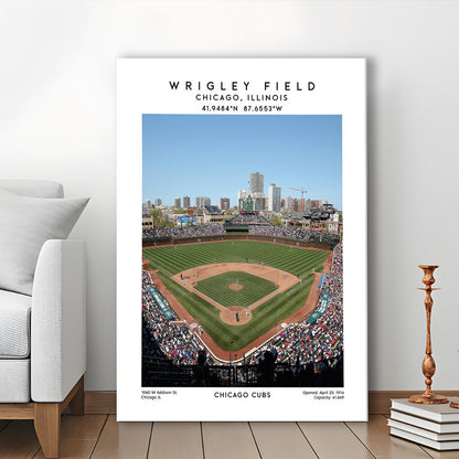Wrigley Field Print, Chicago Cubs Baseball Stadium Wall Art, Sport Art Print, Canvas Prints Wall Art, Man Cave Decor