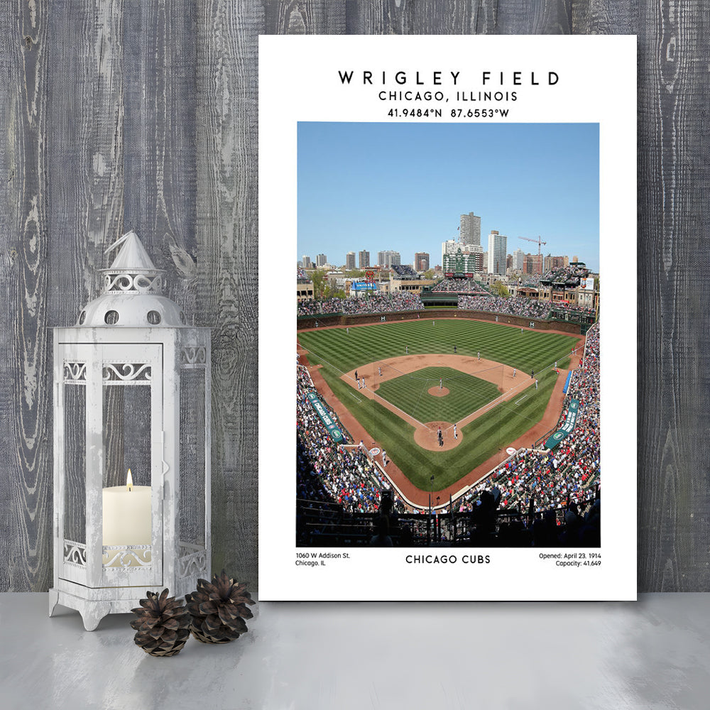 Wrigley Field Print, Chicago Cubs Baseball Stadium Wall Art, Sport Art Print, Canvas Prints Wall Art, Man Cave Decor
