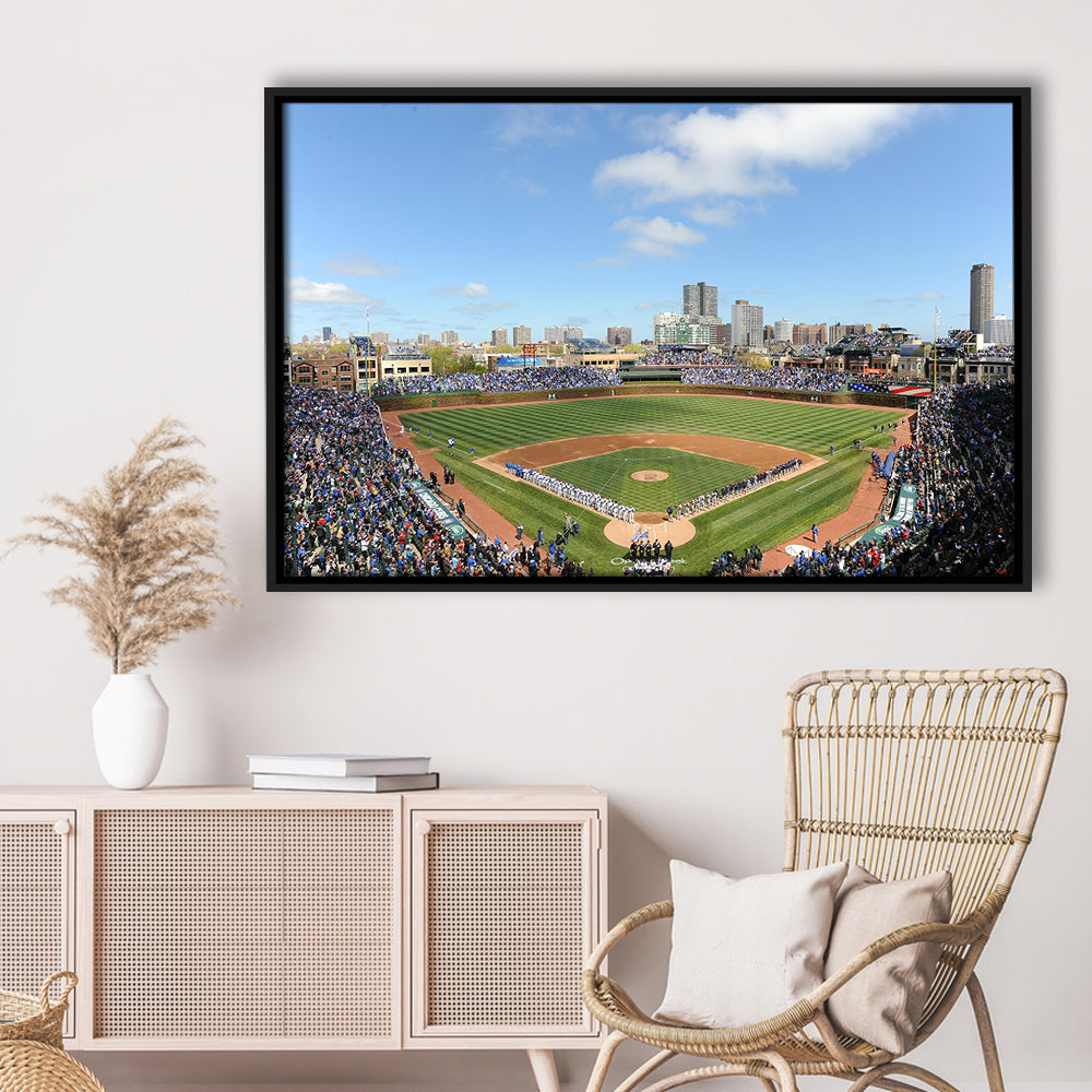 Wringley Field Home, Stadium Canvas, Sport Art, Framed Canvas Print Wall Art, Floating Frame