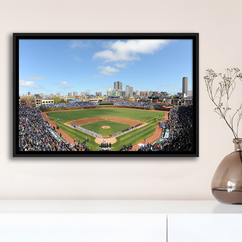 Wringley Field Home, Stadium Canvas, Sport Art, Framed Canvas Print Wall Art, Floating Frame