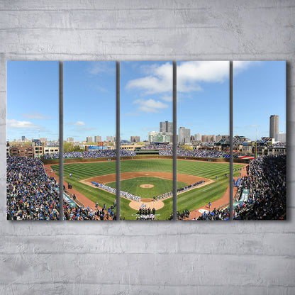 Wringley Field Home, Stadium Canvas, Sport Art, 5 Panel B, Extra Large Canvas, Canvas Print Wall Art