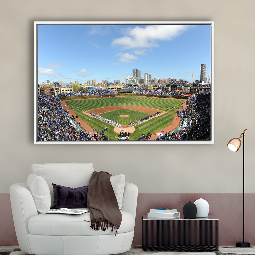 Wringley Field Home, Stadium Canvas, Sport Art, Framed Canvas Print Wall Art, Floating Frame