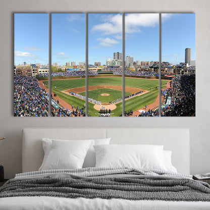 Wringley Field Home, Stadium Canvas, Sport Art, 5 Panel B, Extra Large Canvas, Canvas Print Wall Art