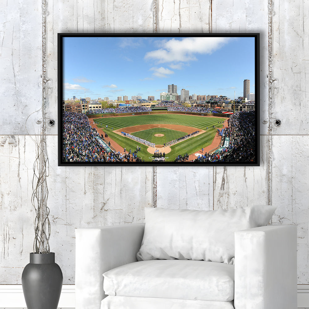 Wringley Field Home, Stadium Canvas, Sport Art, Framed Canvas Print Wall Art, Floating Frame