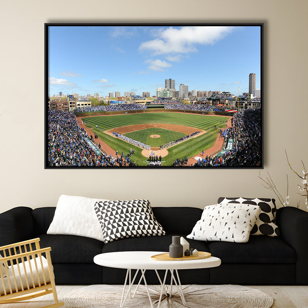 Wringley Field Home, Stadium Canvas, Sport Art, Framed Canvas Print Wall Art, Floating Frame