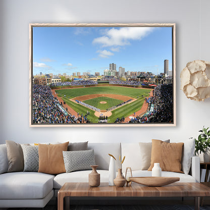 Wringley Field Home, Stadium Canvas, Sport Art, Framed Canvas Print Wall Art, Floating Frame