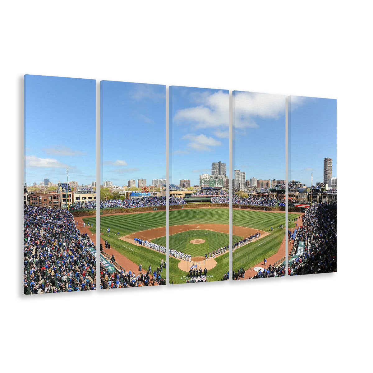 Wringley Field Home, Stadium Canvas, Sport Art, 5 Panel B, Extra Large Canvas, Canvas Print Wall Art