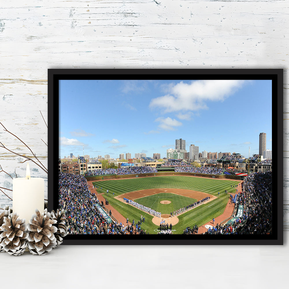 Wringley Field Home, Stadium Canvas, Sport Art, Framed Canvas Print Wall Art, Floating Frame