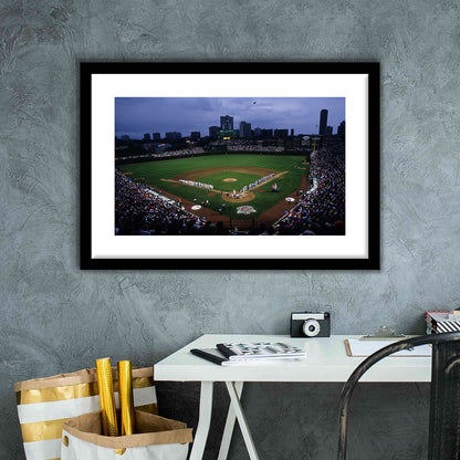 Wringley Field all Star, Stadium Canvas, Sport Art, Gift for him, White Border Framed Art Print Wall Decor