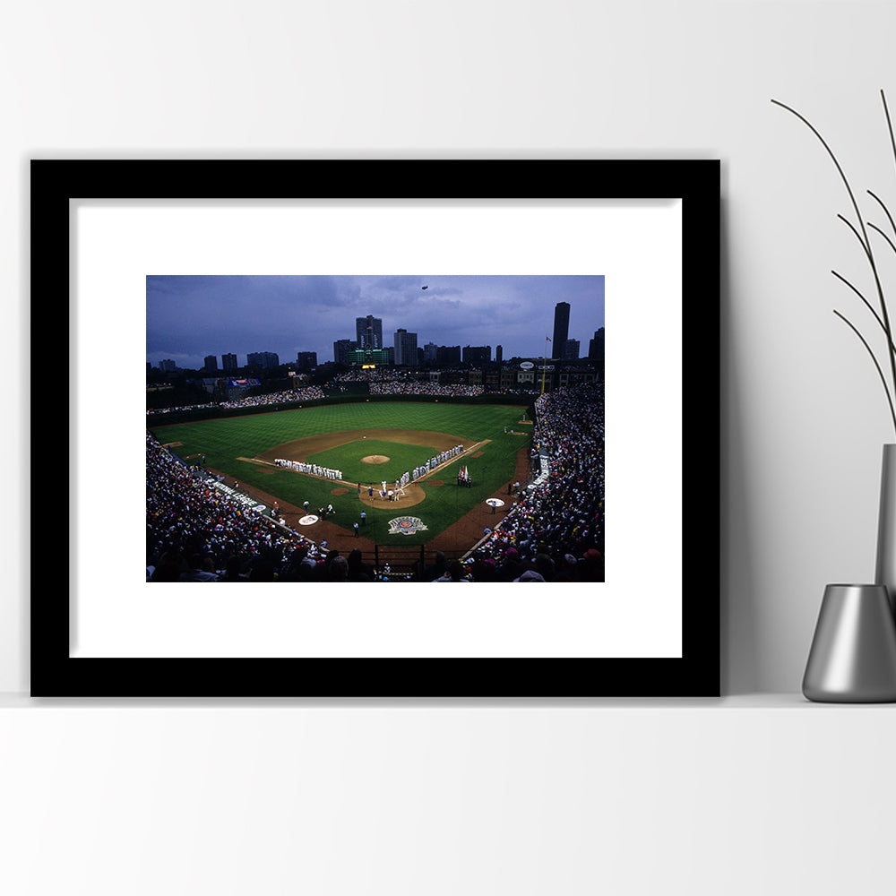 Wringley Field all Star, Stadium Canvas, Sport Art, Gift for him, White Border Framed Art Print Wall Decor
