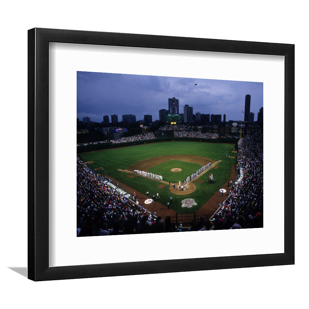 Wringley Field all Star, Stadium Canvas, Sport Art, Gift for him, White Border Framed Art Print Wall Decor
