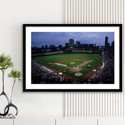 Wringley Field all Star, Stadium Canvas, Sport Art, Gift for him, White Border Framed Art Print Wall Decor