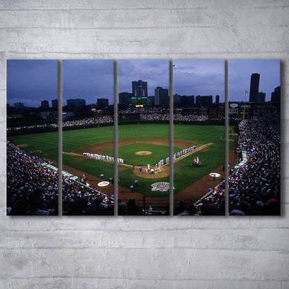 Wringley Field all Star, Stadium Canvas, Sport Art, 5 Panel B, Extra Large Canvas, Canvas Print Wall Art
