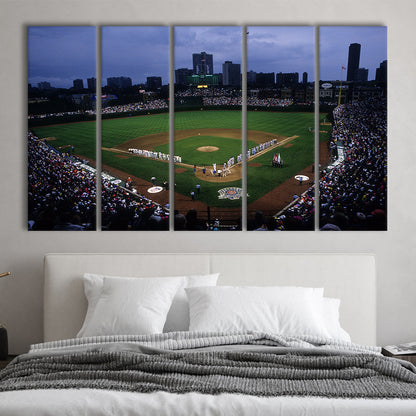 Wringley Field all Star, Stadium Canvas, Sport Art, 5 Panel B, Extra Large Canvas, Canvas Print Wall Art