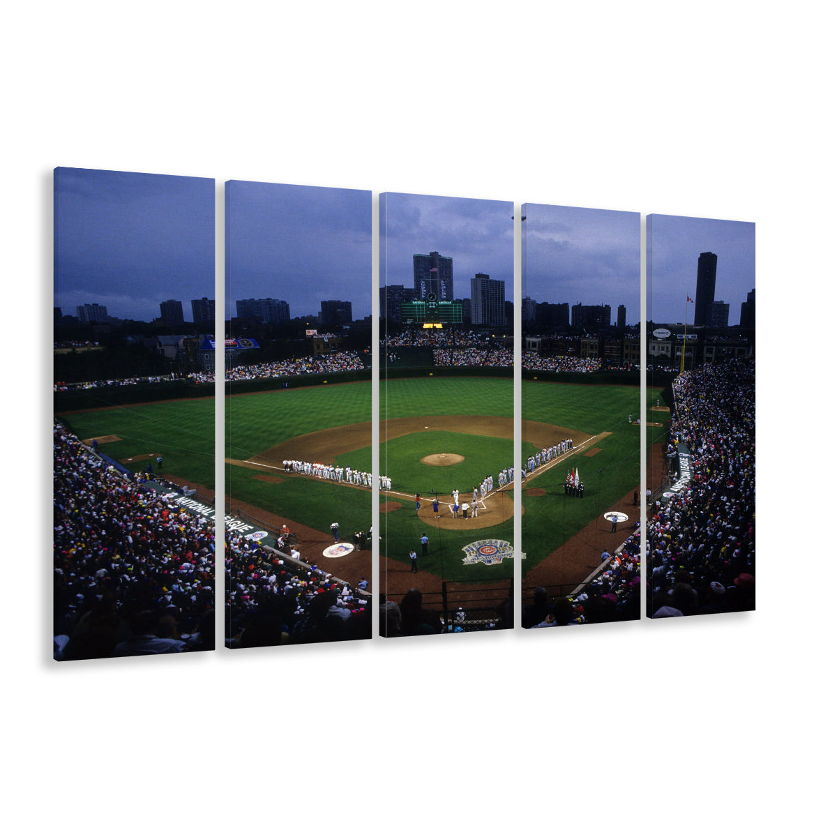 Wringley Field all Star, Stadium Canvas, Sport Art, 5 Panel B, Extra Large Canvas, Canvas Print Wall Art