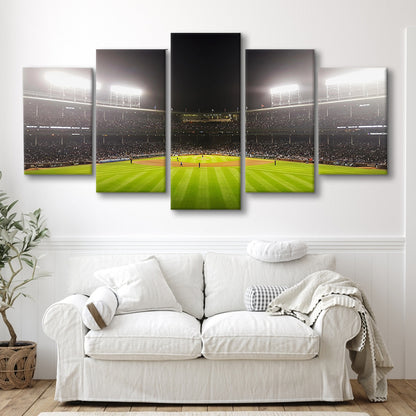Wringley Field at Night, Stadium Canvas, Sport Art, Gift for him, 5 Panel, Large Canvas, Canvas Print Wall Art