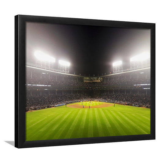Wringley Field at Night, Stadium Canvas, Sport Art, Gift for him, Framed Art Print Wall Decor, Picture Framed