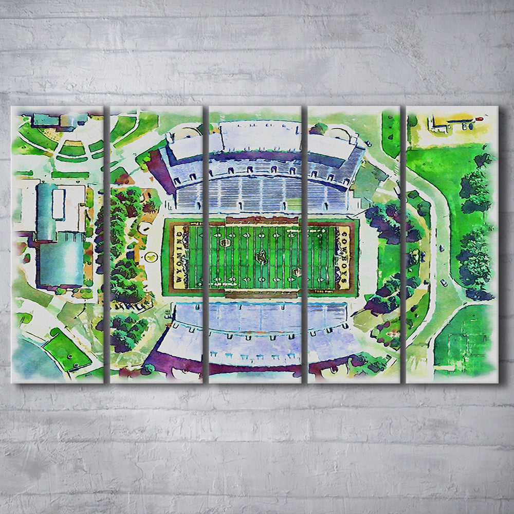 Wyoming Cowboys, Jonah Field at War Memorial Painting Stadium Watercolor, Sport Art, Extra Large Canvas Print