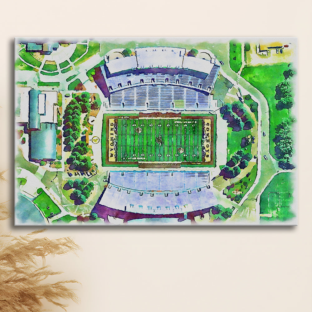 Wyoming Cowboys, Jonah Field at War Memorial Painting Stadium Watercolor, Sport Art, Gifts for him, Canvas Print Wall Art