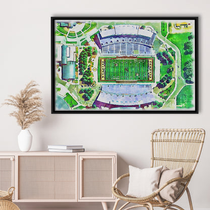 Wyoming Cowboys, Jonah Field at War Memorial Stadium Watercolor, Sport Gift Art, Framed Canvas Print Wall Art
