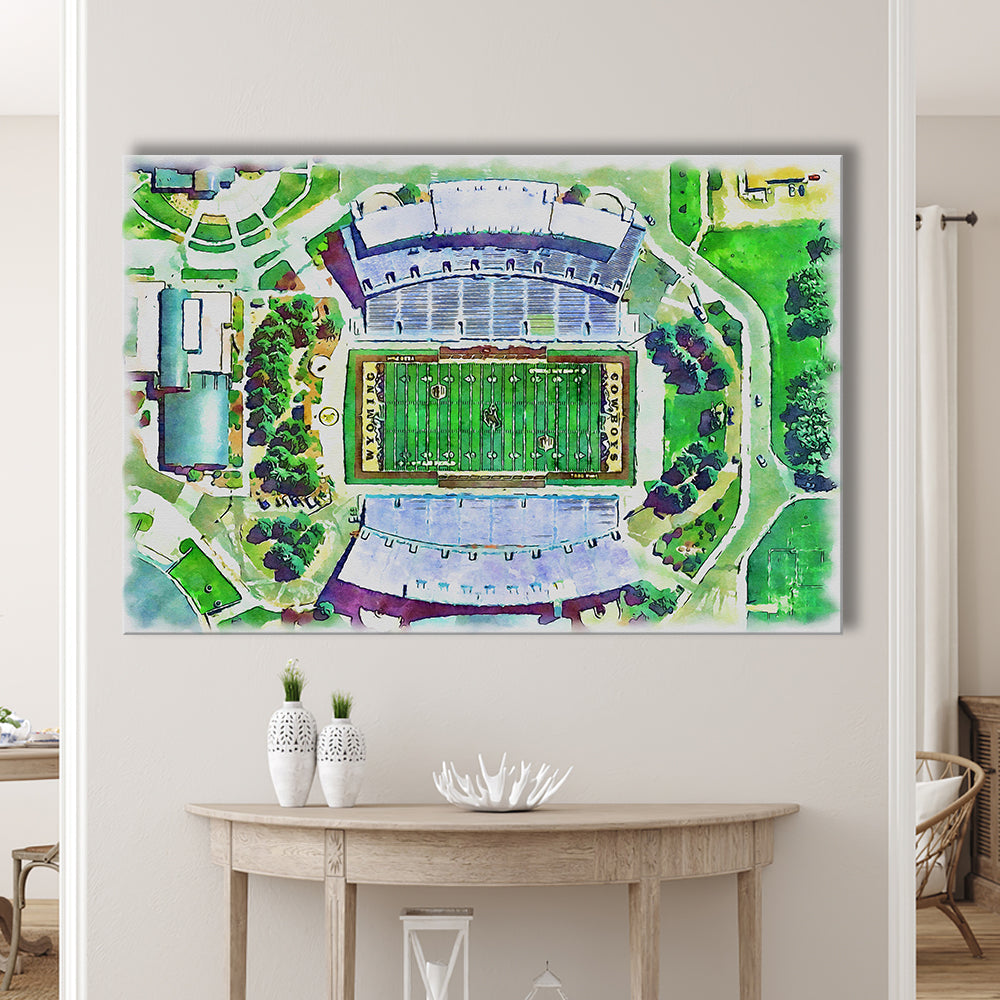 Wyoming Cowboys, Jonah Field at War Memorial Painting Stadium Watercolor, Sport Art, Gifts for him, Canvas Print Wall Art