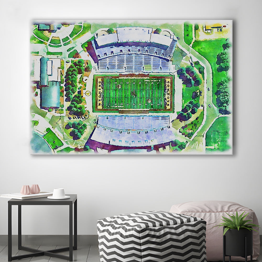 Wyoming Cowboys, Jonah Field at War Memorial Painting Stadium Watercolor, Sport Art, Gifts for him, Canvas Print Wall Art