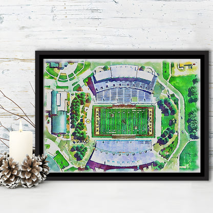 Wyoming Cowboys, Jonah Field at War Memorial Stadium Watercolor, Sport Gift Art, Framed Canvas Print Wall Art