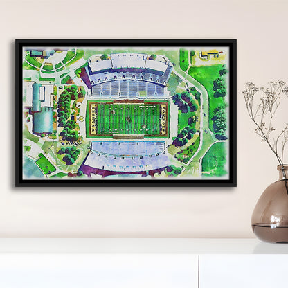 Wyoming Cowboys, Jonah Field at War Memorial Stadium Watercolor, Sport Gift Art, Framed Canvas Print Wall Art