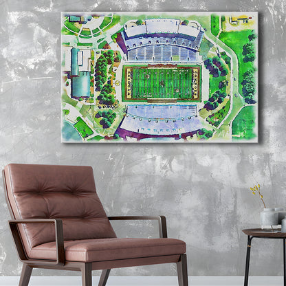 Wyoming Cowboys, Jonah Field at War Memorial Painting Stadium Watercolor, Sport Art, Gifts for him, Canvas Print Wall Art