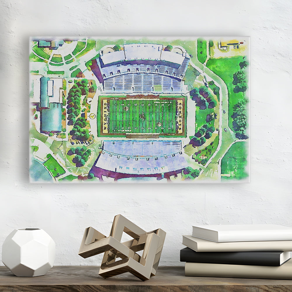 Wyoming Cowboys, Jonah Field at War Memorial Painting Stadium Watercolor, Sport Art, Gifts for him, Canvas Print Wall Art