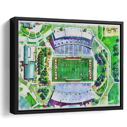 Wyoming Cowboys, Jonah Field at War Memorial Stadium Watercolor, Sport Gift Art, Framed Canvas Print Wall Art