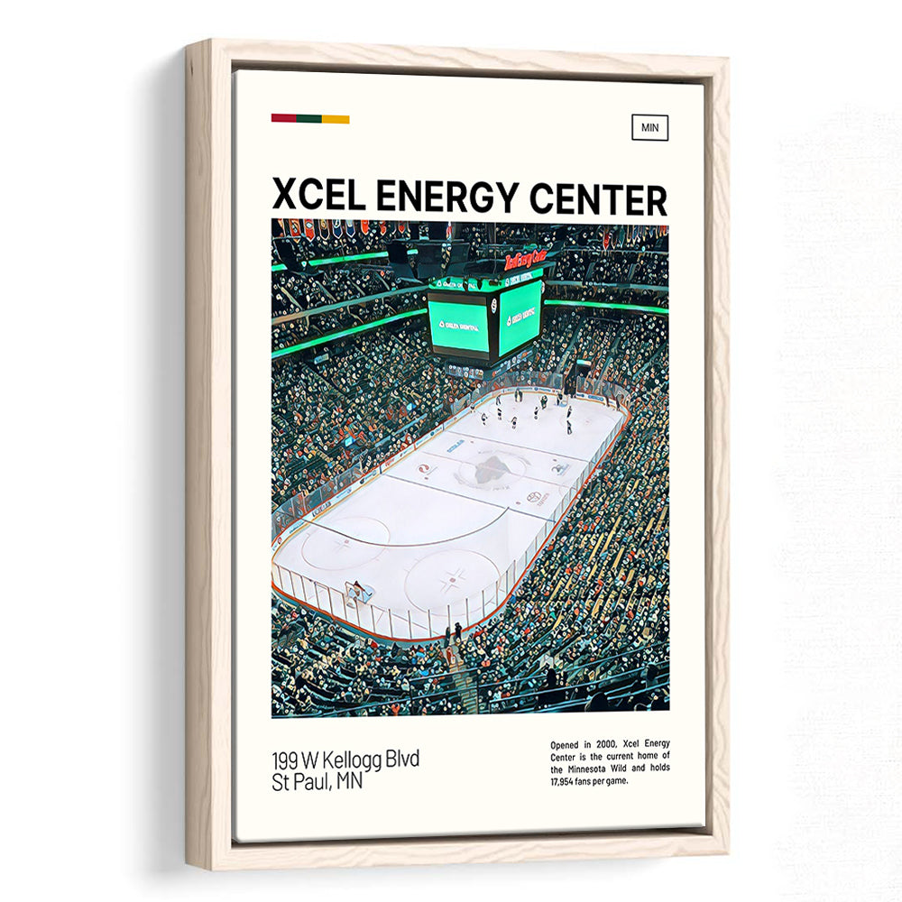 Xcel Energy Center Print, Minnesota Wild Stadium Canvas Art, Man Cave Gift, Floating Framed Canvas Print Wall Art