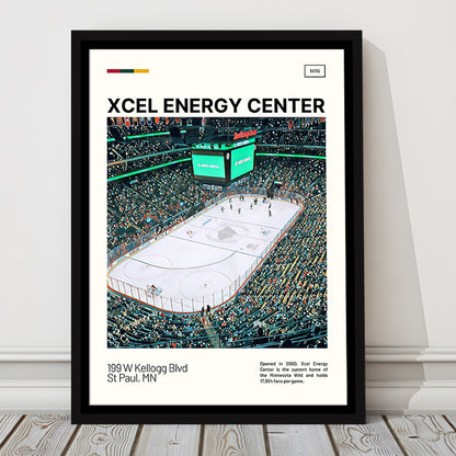 Xcel Energy Center Print, Minnesota Wild Stadium Canvas Art, Man Cave Gift, Floating Framed Canvas Print Wall Art