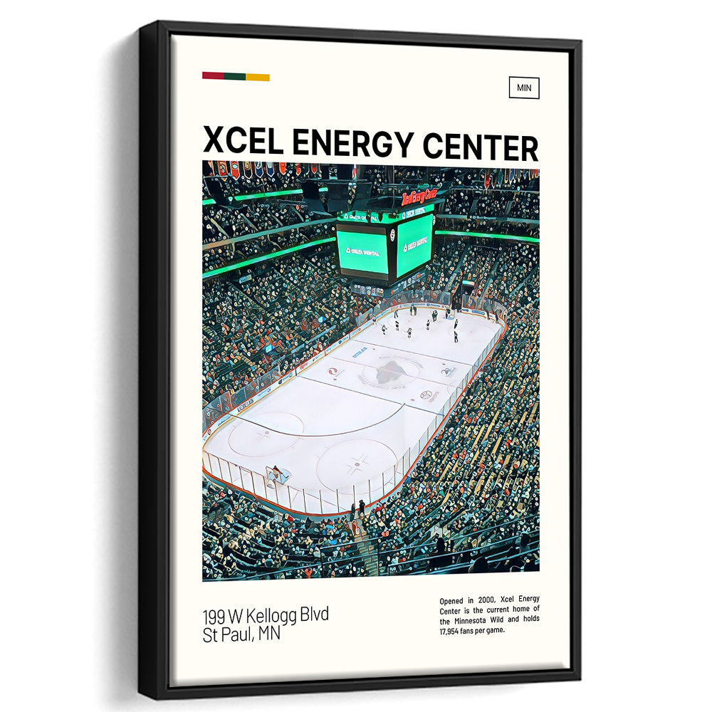 Xcel Energy Center Print, Minnesota Wild Stadium Canvas Art, Man Cave Gift, Floating Framed Canvas Print Wall Art
