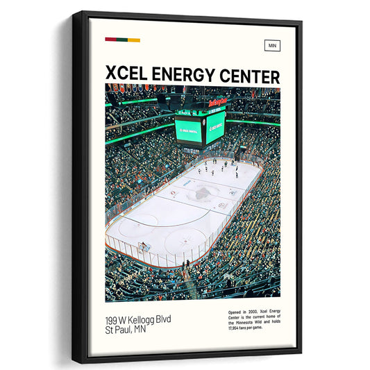 Xcel Energy Center Print, Minnesota Wild Stadium Canvas Art, Man Cave Gift, Floating Framed Canvas Print Wall Art