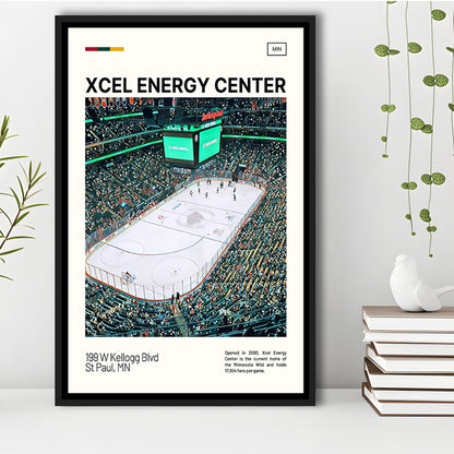 Xcel Energy Center Print, Minnesota Wild Stadium Canvas Art, Man Cave Gift, Floating Framed Canvas Print Wall Art