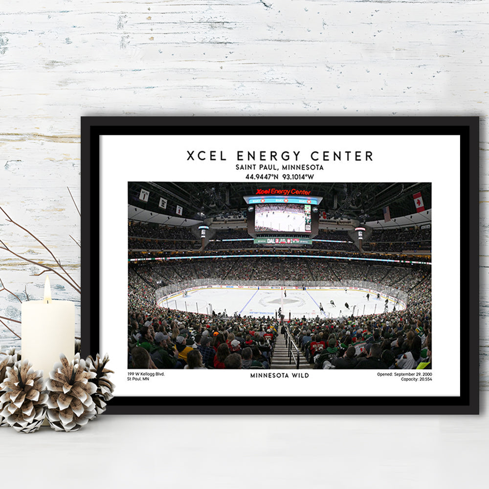 Xcel Energy Center, Minnesota Wild Hockey Stadium Wall Art Print, Sport Art Print, Framed Canvas Print Wall Art