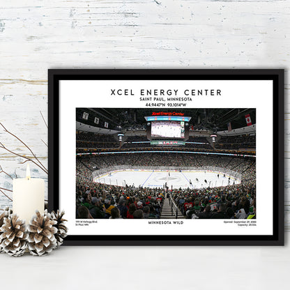 Xcel Energy Center, Minnesota Wild Hockey Stadium Wall Art Print, Sport Art Print, Framed Canvas Print Wall Art