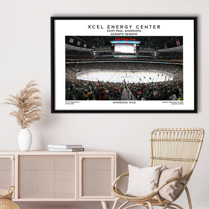 Xcel Energy Center, Minnesota Wild Hockey Stadium Wall Art Print, Sport Art Print, Framed Canvas Print Wall Art